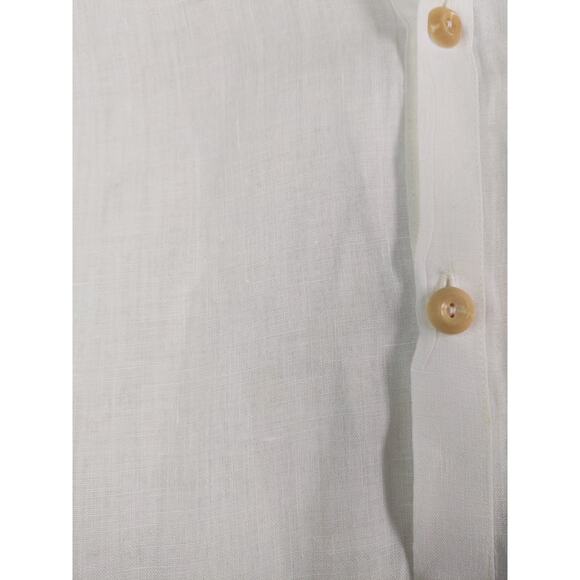FLAX White Linen Button Down Shirt Size Medium Oversized Vintage Boho Natural - Picture 11 of 14